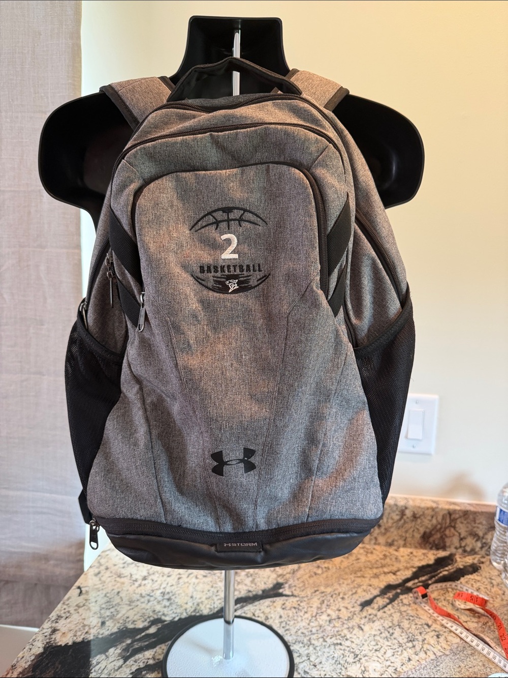 Under Armour Gray and Black Basketball Logo Backpack